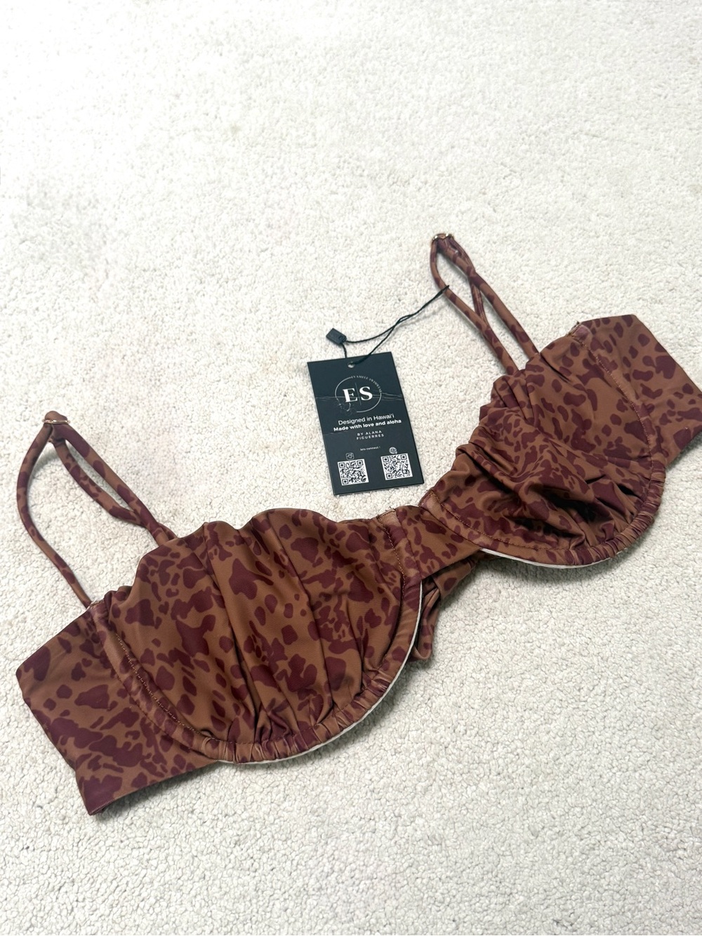 Made in Hawaii Brown Animal-Print Balconette Bikini Top